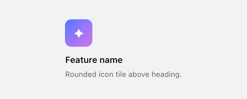 Icon tile stacked above heading