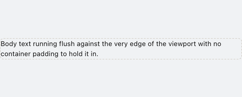 Body text touching viewport edge